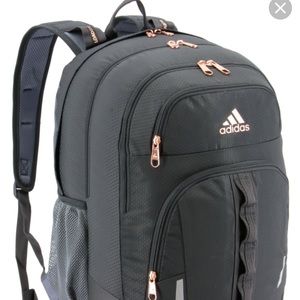 grey and rose gold backpack